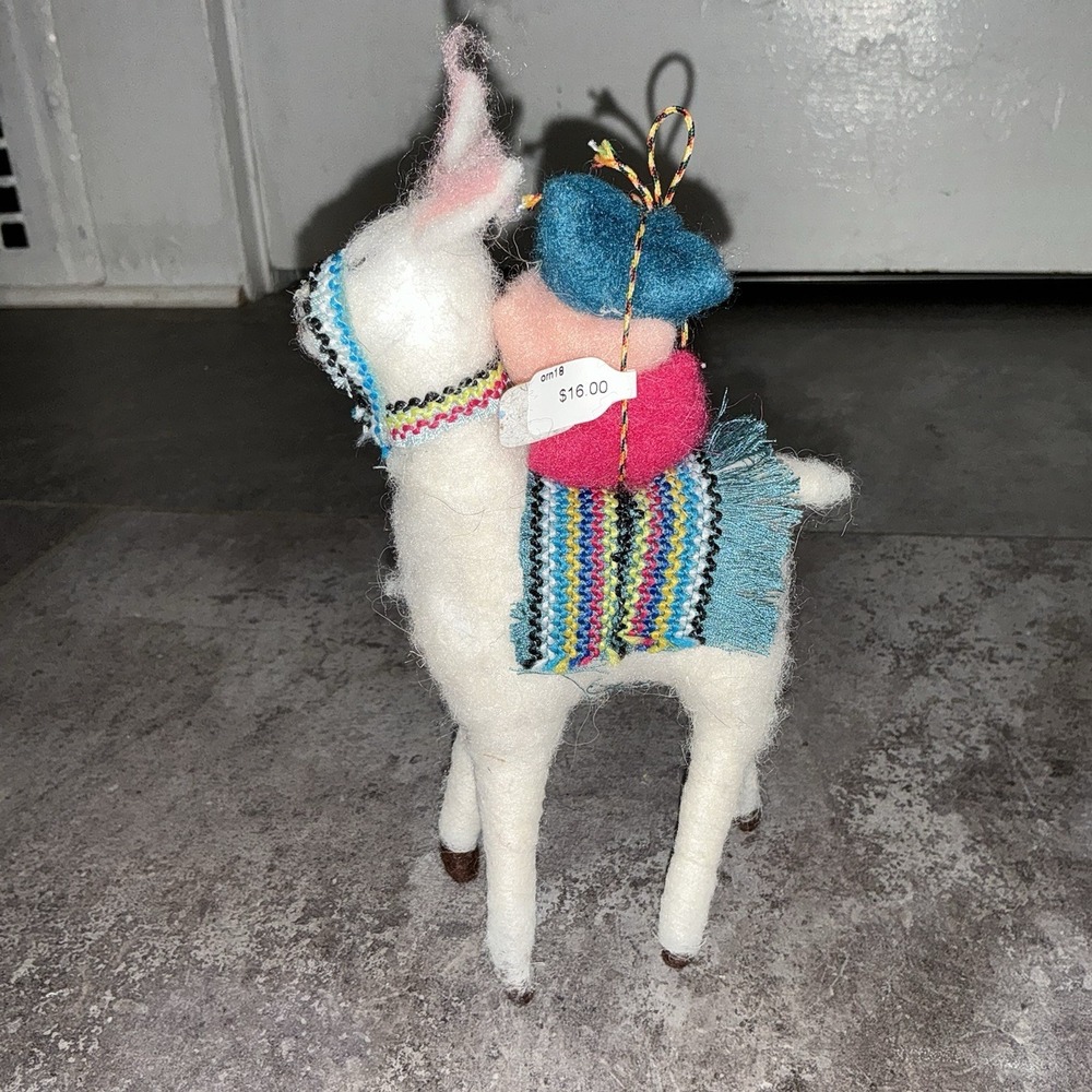 Primitives by Kathy Felt LLAMA Alpaca Ornament Boho Christmas Holiday Figure